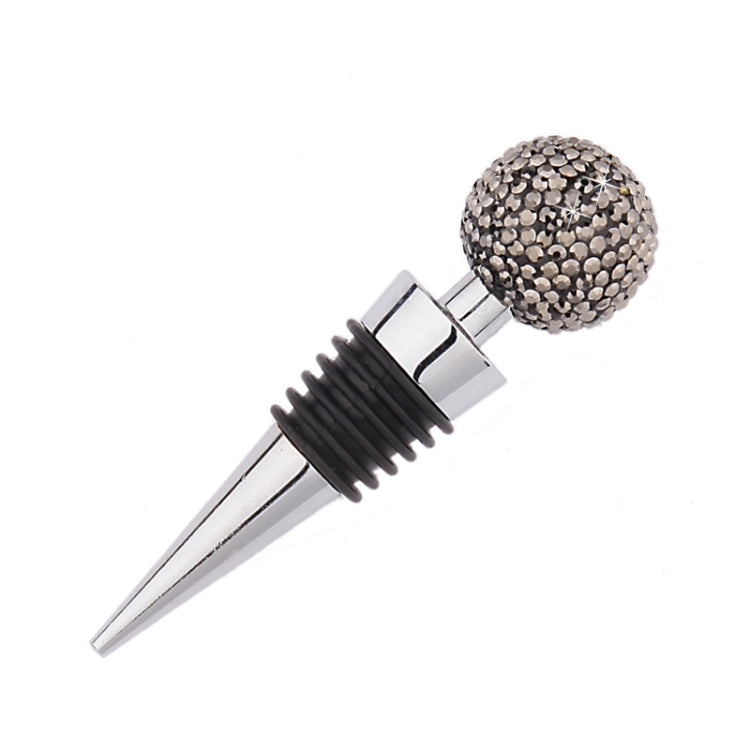 Crystal Ball Red Wine Stopper Diamond Zinc Alloy Metal Sealed Wine Cork(Bright Black) by bashfashion