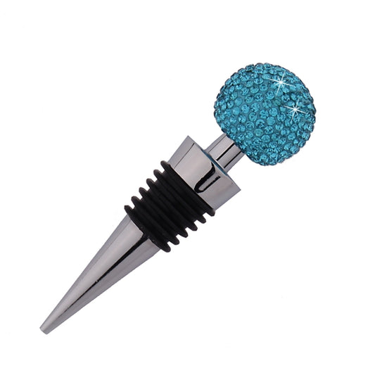Crystal Ball Red Wine Stopper Diamond Zinc Alloy Metal Sealed Wine Cork(Lake Blue) by bashfashion