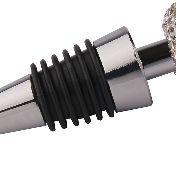 Crystal Ball Red Wine Stopper Diamond Zinc Alloy Metal Sealed Wine Cork(Bright Black) by bashfashion
