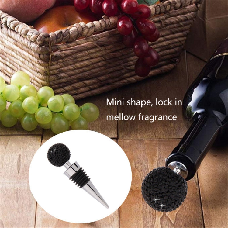 Crystal Ball Red Wine Stopper Diamond Zinc Alloy Metal Sealed Wine Cork(Black) by bashfashion