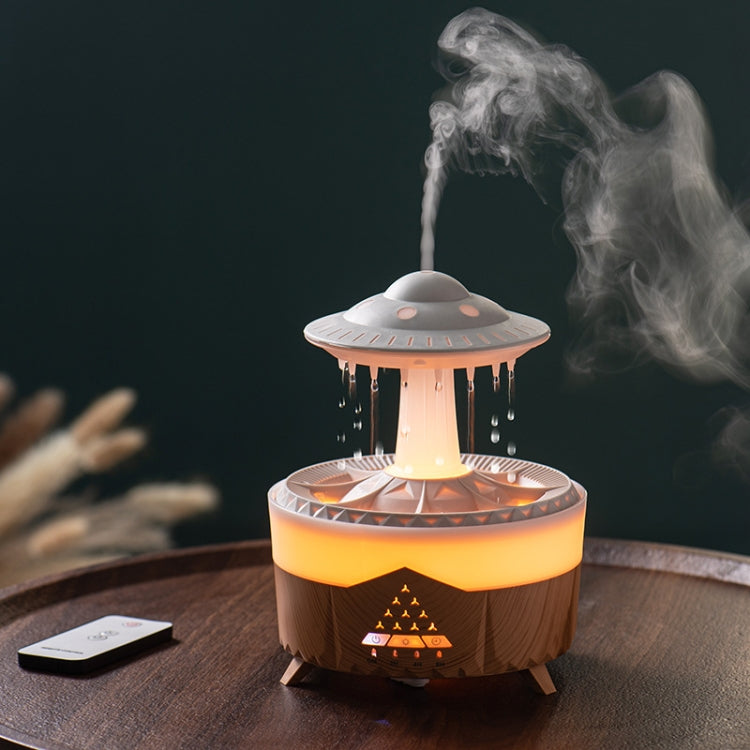 UFO Water Drop Aromatherapy Humidifier Desktop Remote Control Diffuser, Plug: UK Plug(Wood Grain) by bashfashion