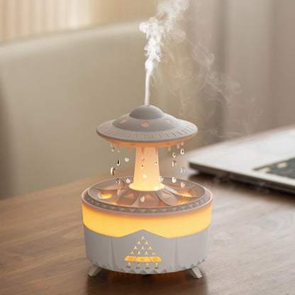 UFO Water Drop Aromatherapy Humidifier Desktop Remote Control Diffuser, Plug: EU Plug(White) by bashfashion