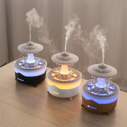 UFO Water Drop Aromatherapy Humidifier Desktop Remote Control Diffuser, Plug: US Plug(Wood Grain) by bashfashion