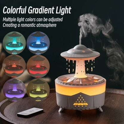 UFO Water Drop Aromatherapy Humidifier Desktop Remote Control Diffuser, Plug: AU Plug(Wood Grain) by bashfashion