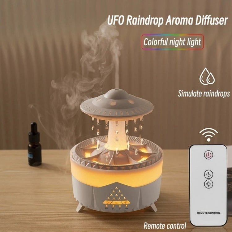 UFO Water Drop Aromatherapy Humidifier Desktop Remote Control Diffuser, Plug: UK Plug(Black) by bashfashion