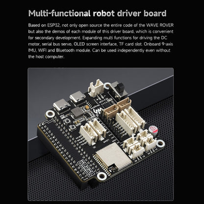 Waveshare WAVE ROVER Flexible Expandable 4WD Mobile Robot Chassis, Onboard ESP32 Module(EU Plug) by Waveshare