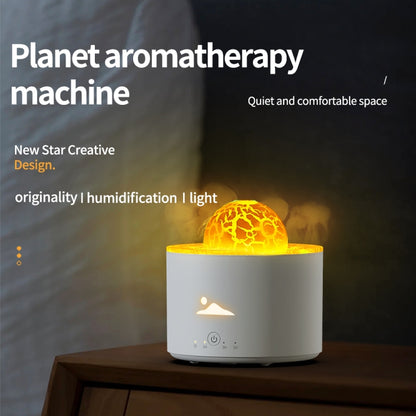 HX-130 Colorful Night Light Planet Desktop Flame Aromatherapy Humidifier, Spec: EU Plug(White) by bashfashion