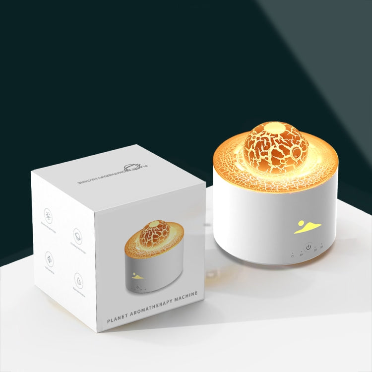 HX-130 Colorful Night Light Planet Desktop Flame Aromatherapy Humidifier, Spec: UK Plug(White) by bashfashion