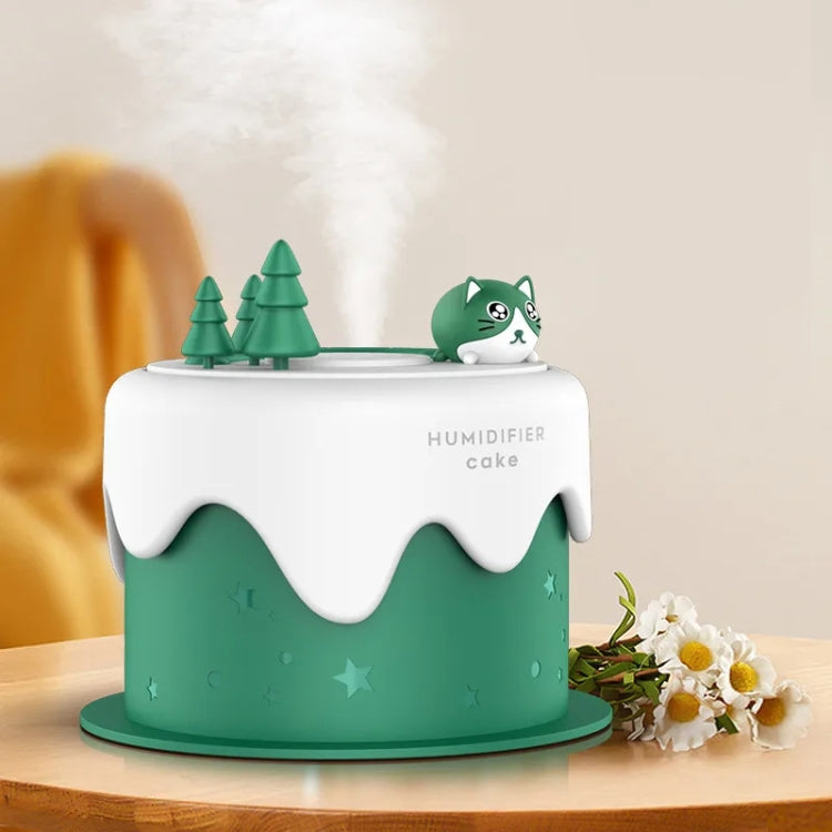 M328 Battery Type Mini Desktop Night Light Cartoon Cake Silent Spray Humidifier(Green) by bashfashion