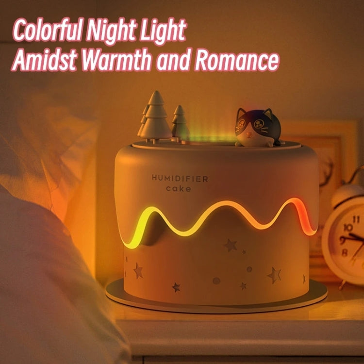 M328 Battery Type Mini Desktop Night Light Cartoon Cake Silent Spray Humidifier(White) by bashfashion