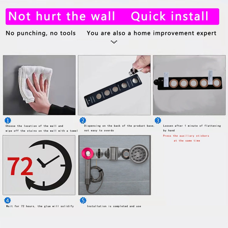 JD01 Punch-Free Hange Acrylic Hair Dryer Storage Bracket For Dyson Hair Dryer(Transparent) by bashfashion