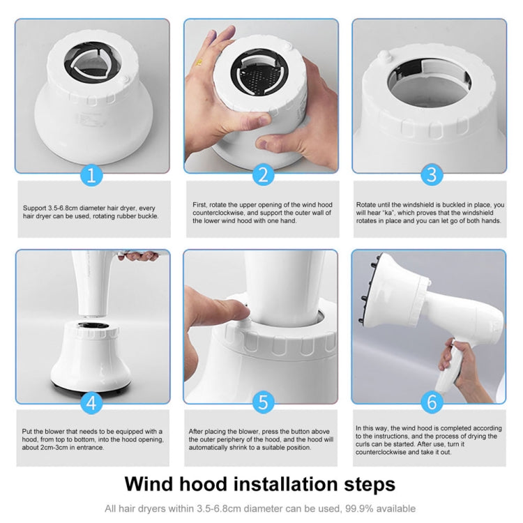 G8 Universal Hair Diffuser Adaptable For Blow Dryers with Rotatable Design Curly Hair Large Wind Hood(White) by bashfashion