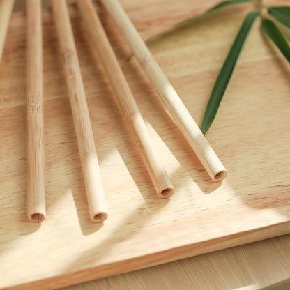 10 PCS Juice Coffee Pearl Milk Tea Natural Degradable Bamboo Straw, Style: 20cm Flat by bashfashion
