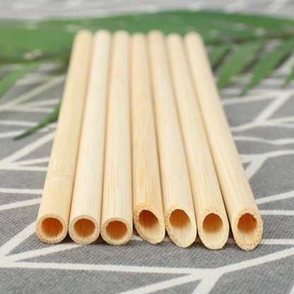 10 PCS Juice Coffee Pearl Milk Tea Natural Degradable Bamboo Straw, Style: 20cm Oblique by bashfashion
