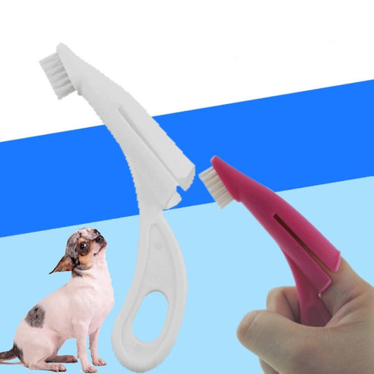 Pet Finger Toothbrush Cat And Dog Oral Cleaning Tool Soft Brush(White) by bashfashion