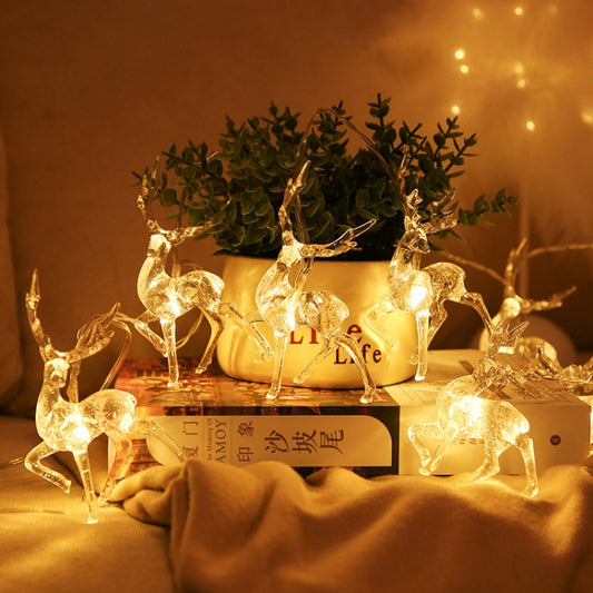 Christmas Elk String Lights Holiday Decoration, Spec: 1.5m 10 LEDs Battery Box(Warm White Light) by bashfashion