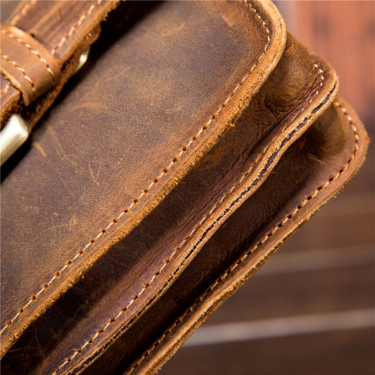 2034 Men Retro Leather Phone Waist Bag(Yellow Brown) by bashfashion