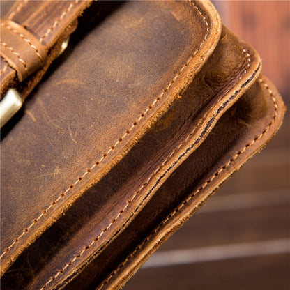 2034 Men Retro Leather Phone Waist Bag(Yellow Brown) by bashfashion