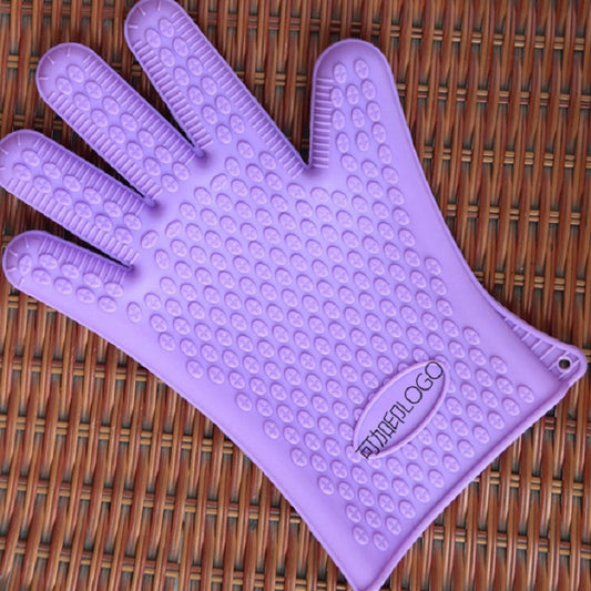 2 PCS Silicone Insulation Baking Oven Microwave Dish Clip Gloves, Colour: Purple by bashfashion