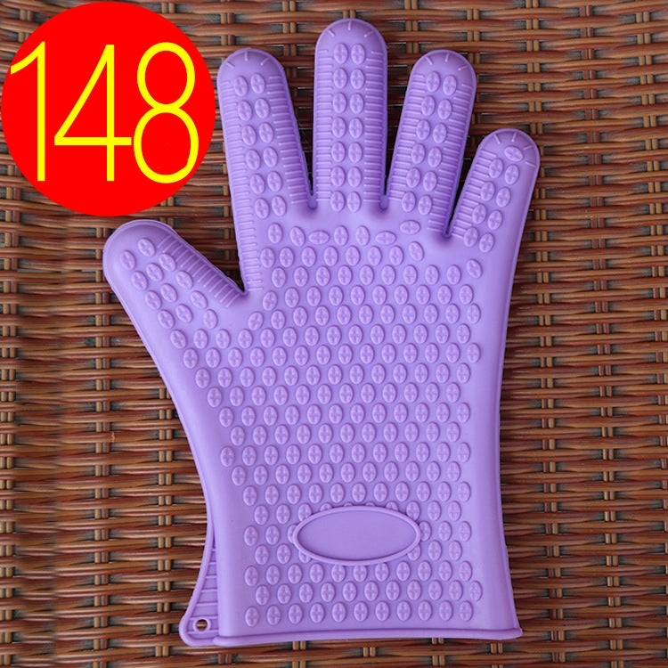 2 PCS Silicone Insulation Baking Oven Microwave Dish Clip Gloves, Colour: Purple by bashfashion