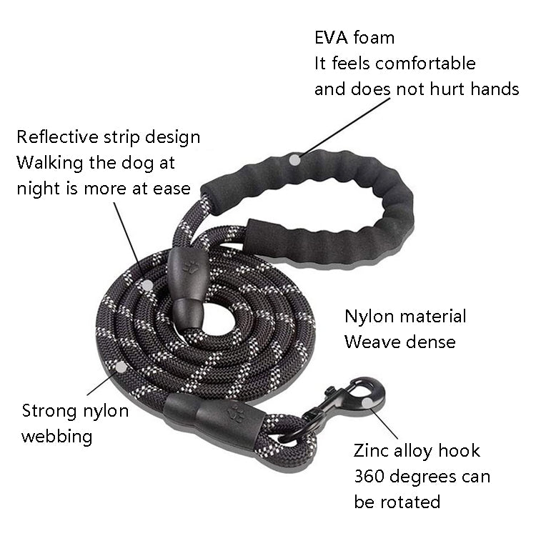 Pet Supplies Reflective Dog Pull Rope, Size: Length 150cm Thick 1.2cm(Black) by bashfashion