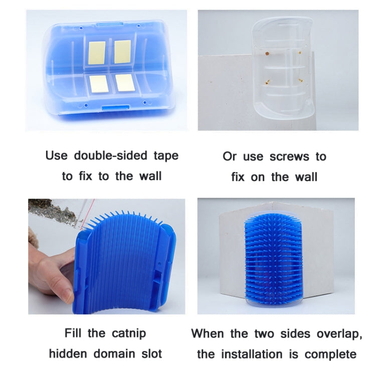 Pet Cat Corner Rub Hair Massage Brush(Blue) by bashfashion