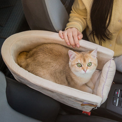 Car Central Control Seat Pet Portable Bed Pad, Colour: Square Gray+Summer Mat(42x20x22cm) by bashfashion