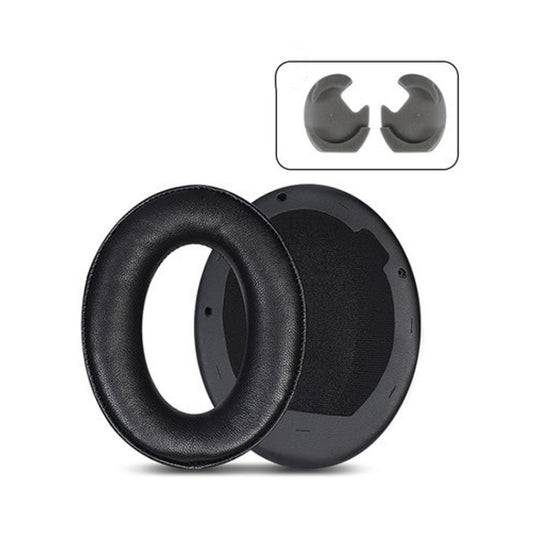 2 PCS Leather Headset Earmuffs for Sony 1000XM4 Black Lambskin No Snap by bashfashion
