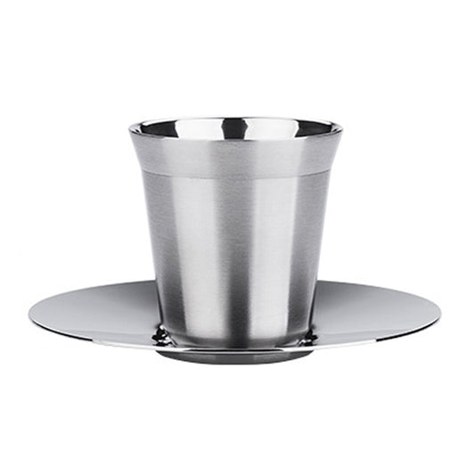 304 Stainless Steel Coffee Capsule Cup Double Insulation Coffee Cup, Style: Small Coffee Cup+Dish by bashfashion