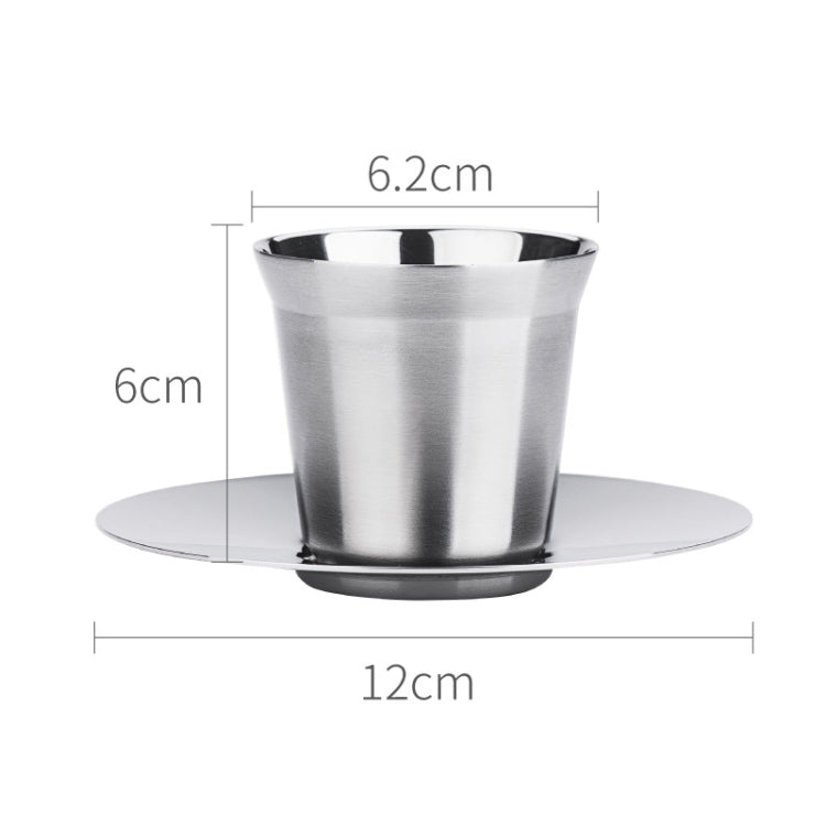 304 Stainless Steel Coffee Capsule Cup Double Insulation Coffee Cup, Style: Small Coffee Cup+Dish by bashfashion