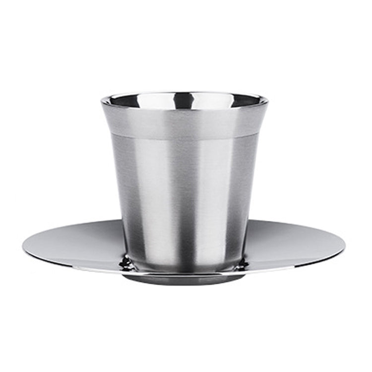 304 Stainless Steel Coffee Capsule Cup Double Insulation Coffee Cup, Style: Large Coffee Cup+Dish by bashfashion