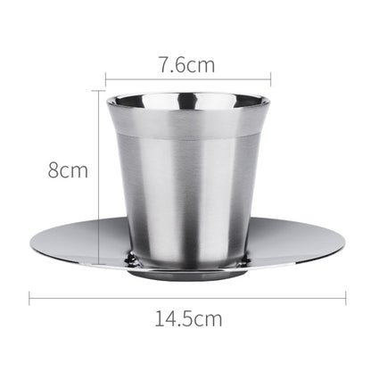 304 Stainless Steel Coffee Capsule Cup Double Insulation Coffee Cup, Style: Large Coffee Cup+Dish by bashfashion