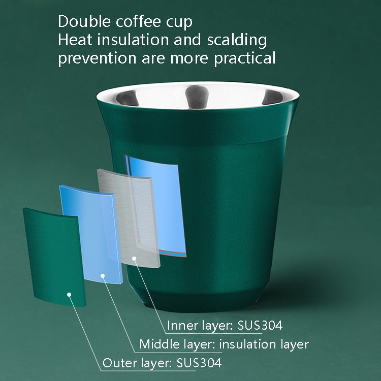 304 Stainless Steel Coffee Capsule Cup Double Insulation Coffee Cup, Style: Small Green by bashfashion