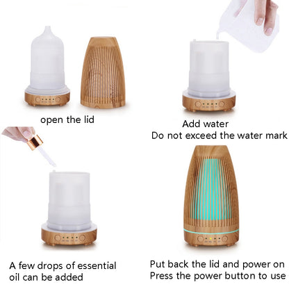 STB-103 Atmosphere Colorful Light Humidifier Aroma Diffuser(Light Wooden Grain) by bashfashion