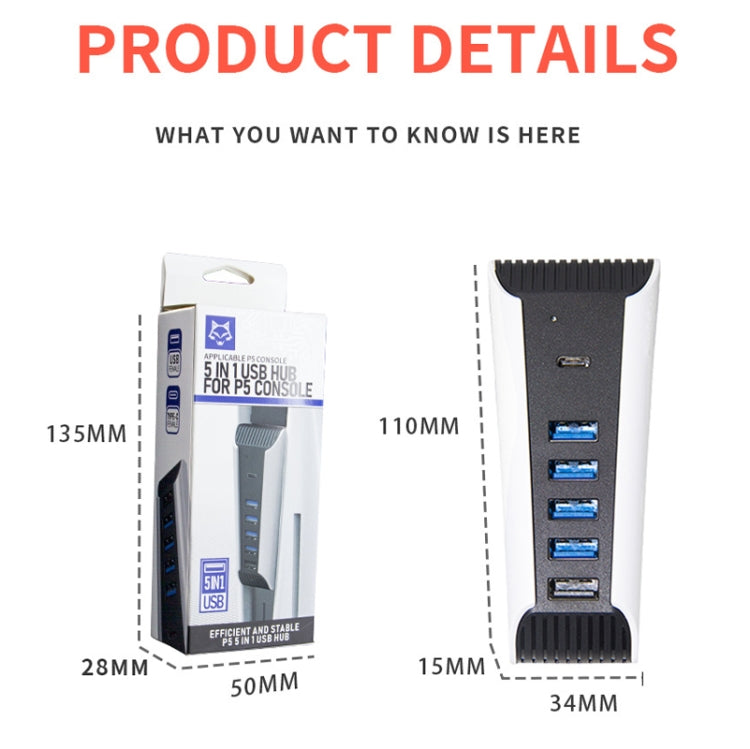 5 in 1 USB HUB For PS5 Console by bashfashion