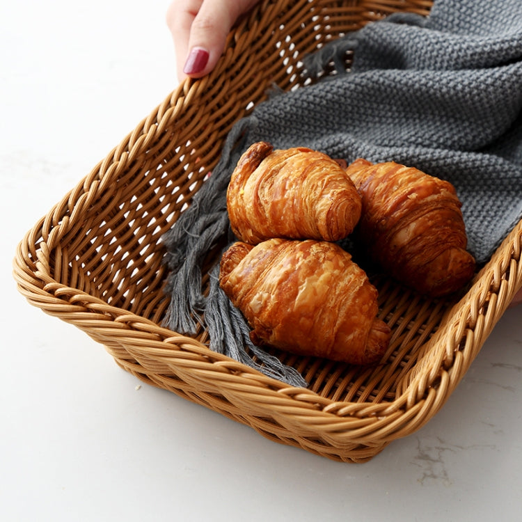 A1744 Rattan Basket Food Fruit Storage Basket Rectangular Fruit Plate, Size: Small by bashfashion
