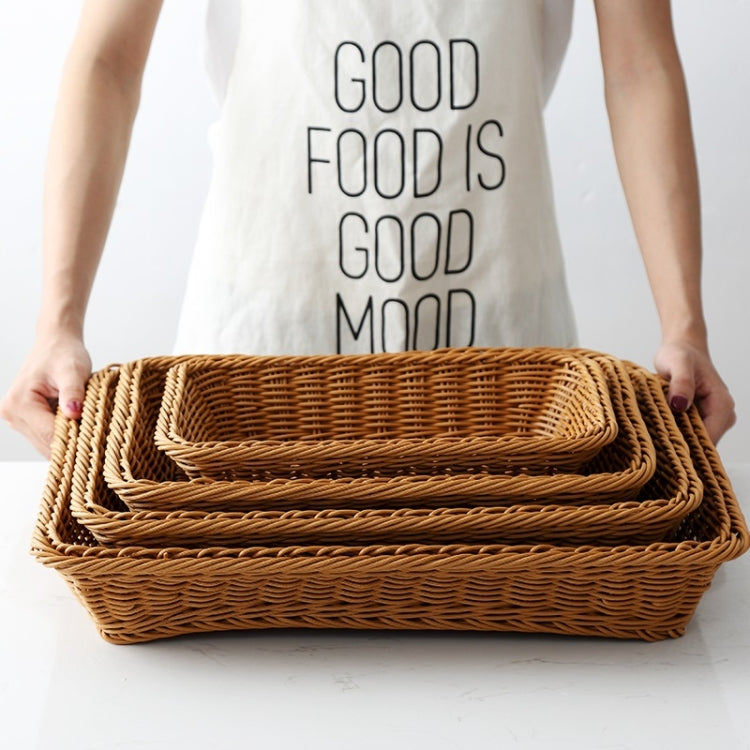 A1744 Rattan Basket Food Fruit Storage Basket Rectangular Fruit Plate, Size: Extra Large by bashfashion