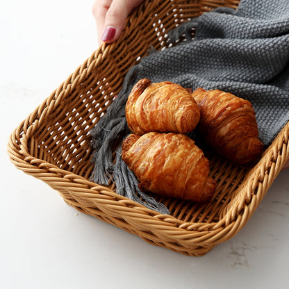 A1744 Rattan Basket Food Fruit Storage Basket Rectangular Fruit Plate, Size: Extra Large by bashfashion
