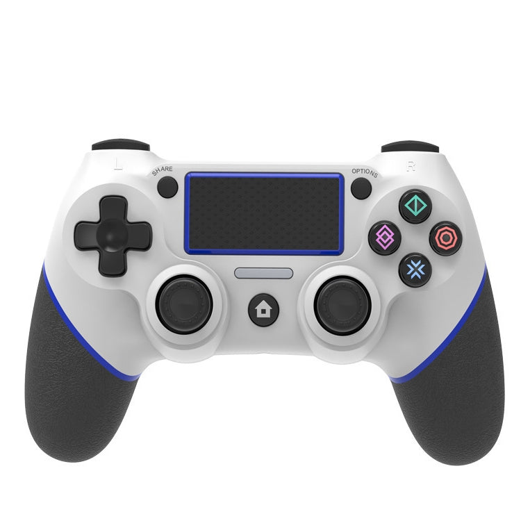 Wireless Bluetooth Rubberized Gamepad For PS4(White Blue) by bashfashion