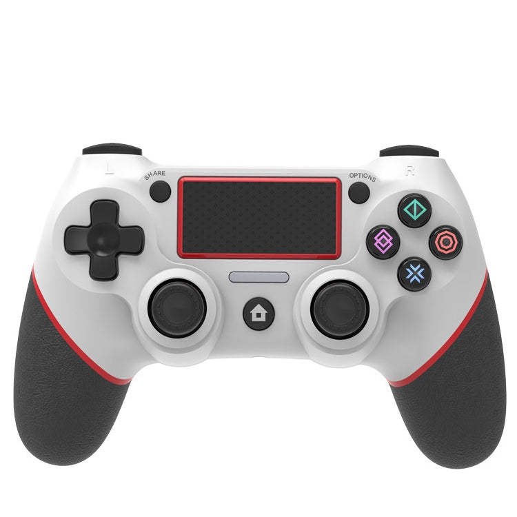 Wireless Bluetooth Rubberized Gamepad For PS4(White Red) by bashfashion