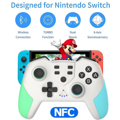 T23 Macro Programming Six-Axis Wireless Bluetooth Handle With NFC For Switch Pro(Blue Pink) by bashfashion