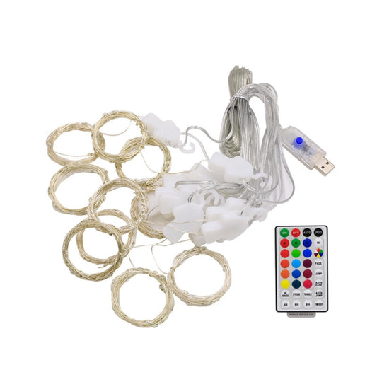 3m x 1m 100 LEDs RGB 16 Color-Changing Copper Wire Curtain String Lights by bashfashion