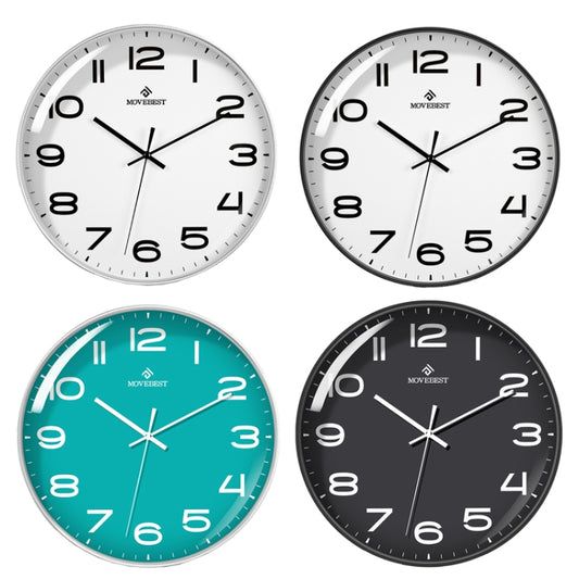 MOVEBEST 12 Inch Living Room Wall Clock Home Plastic Watch, Style: G2001 Green Surface White Frame by bashfashion