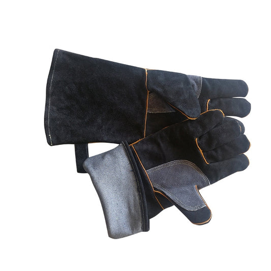 1 Pair JJ-2002 Outdoor Gardening Cut-Proof Genuine Leather Welding Gloves, Length 40cm(Black) by bashfashion