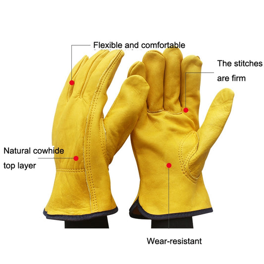 1 Pair JJ-1011 Genuine Leather Outdoor Wear-resistant Gardening Gloves, Size: M by bashfashion