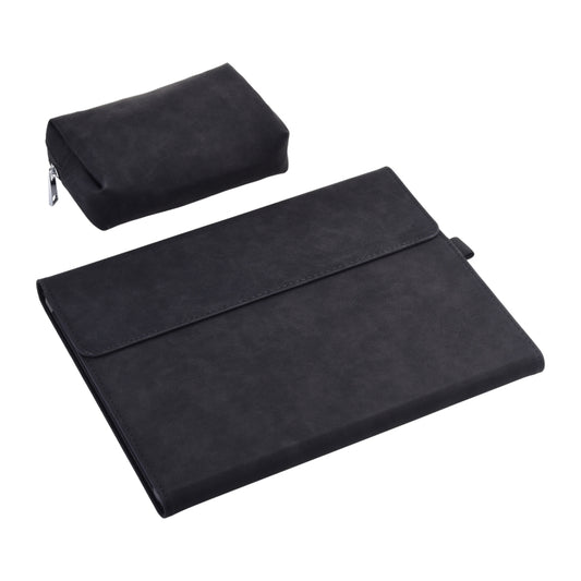 13 inch Leather Tablet Protective Case For Microsoft Surface Pro X, Color: Black + Power Bag by bashfashion