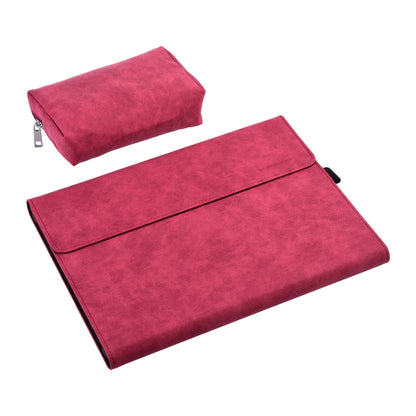 13 inch Leather Tablet Protective Case For Microsoft Surface Pro X, Color: Rose Red + Power Bag by bashfashion