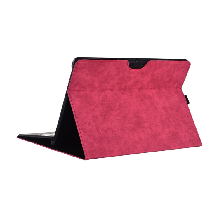 13 inch Leather Tablet Protective Case For Microsoft Surface Pro X, Color: Rose Red + Power Bag by bashfashion