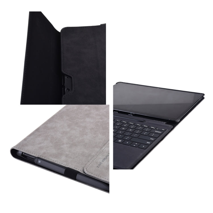 13 inch Leather Tablet Protective Case For Microsoft Surface Pro X, Color: Light Gray + Power Bag by bashfashion