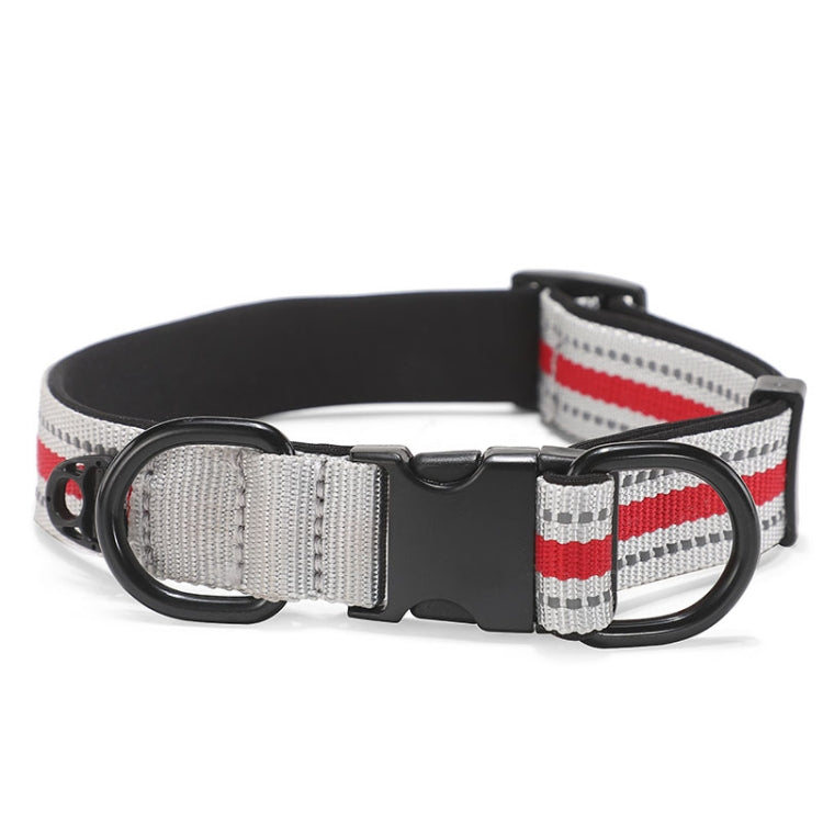 Dog Reflective Nylon Collar, Specification: S(Black red buckle) by bashfashion